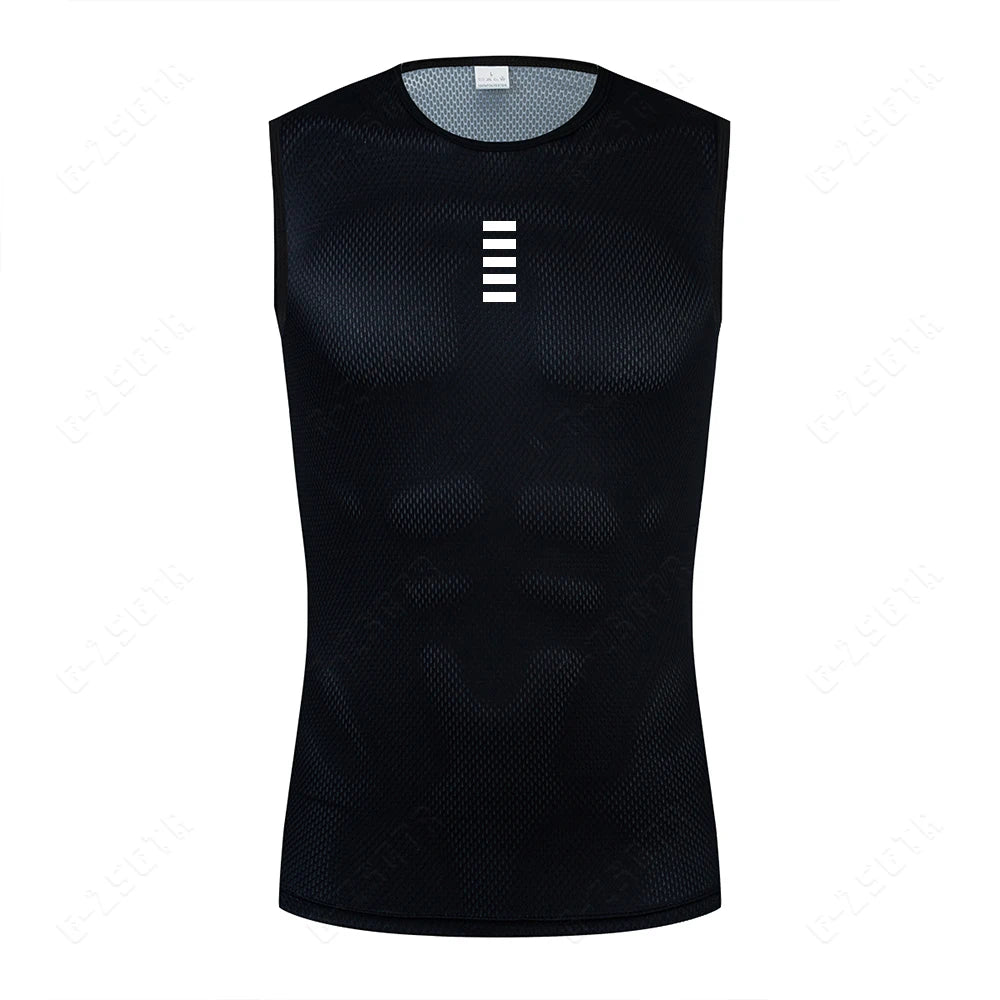 Camiseta interior reflectante blanca para ciclismo, maillot dPortivo para hombre, camiseta interior de secado rápido y elástica para ciclismo de carretera.