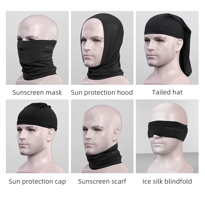 ROCKBROS Summer Face Scarf Neck Sun Protection Silk Cycling Headwear Motorcycle Scooter MTB Road Cycling Mask Breathable Bandana