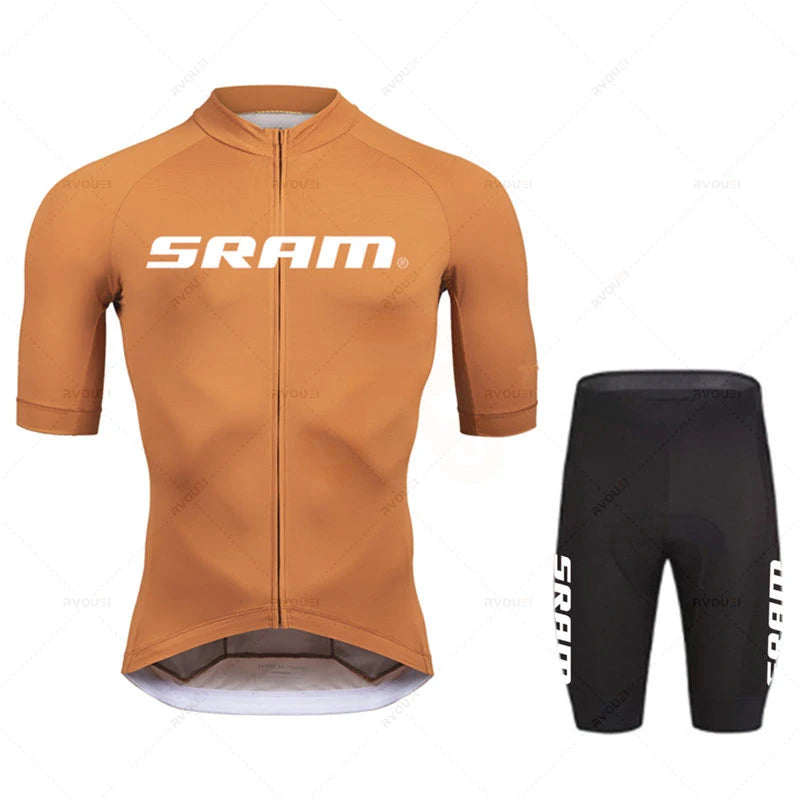 Conjunto de maillot de ciclismo Sram 2023, manga corta, transpirable, para hombre, para verano, MTB, MTB, ropa de ciclismo, uniforme