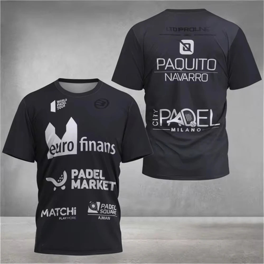 Men's Trend Padel T-shirt Element Print Pattern Ultra-thin Short Sleeve Men's Fashion Tennis Breathable Boutique Fitness Top