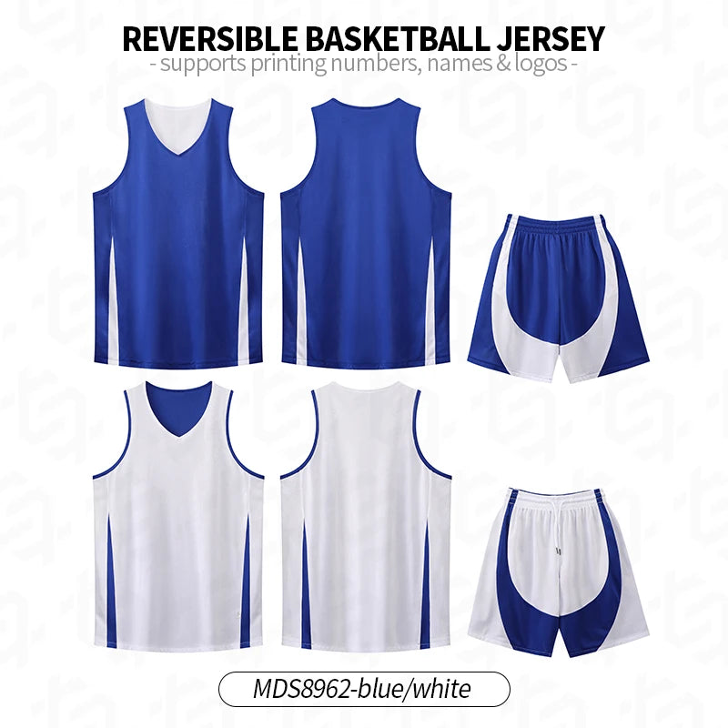 Men Basketball Jersey Set Uniform kits breathable Sports clothing Youth Training Children Reversible basketball jerseys SM8962
