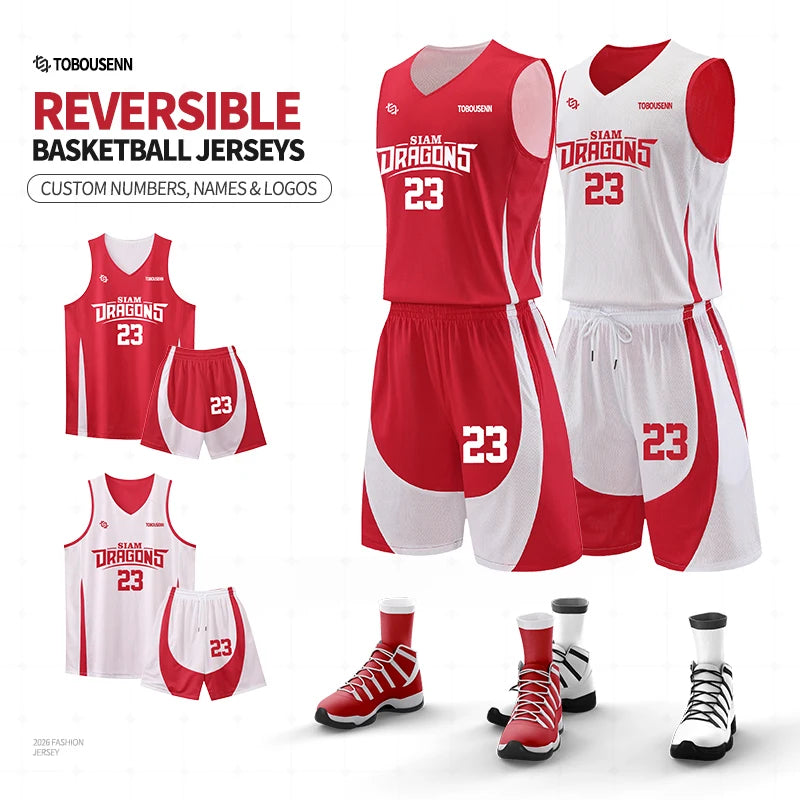 Men Basketball Jersey Set Uniform kits breathable Sports clothing Youth Training Children Reversible basketball jerseys SM8962