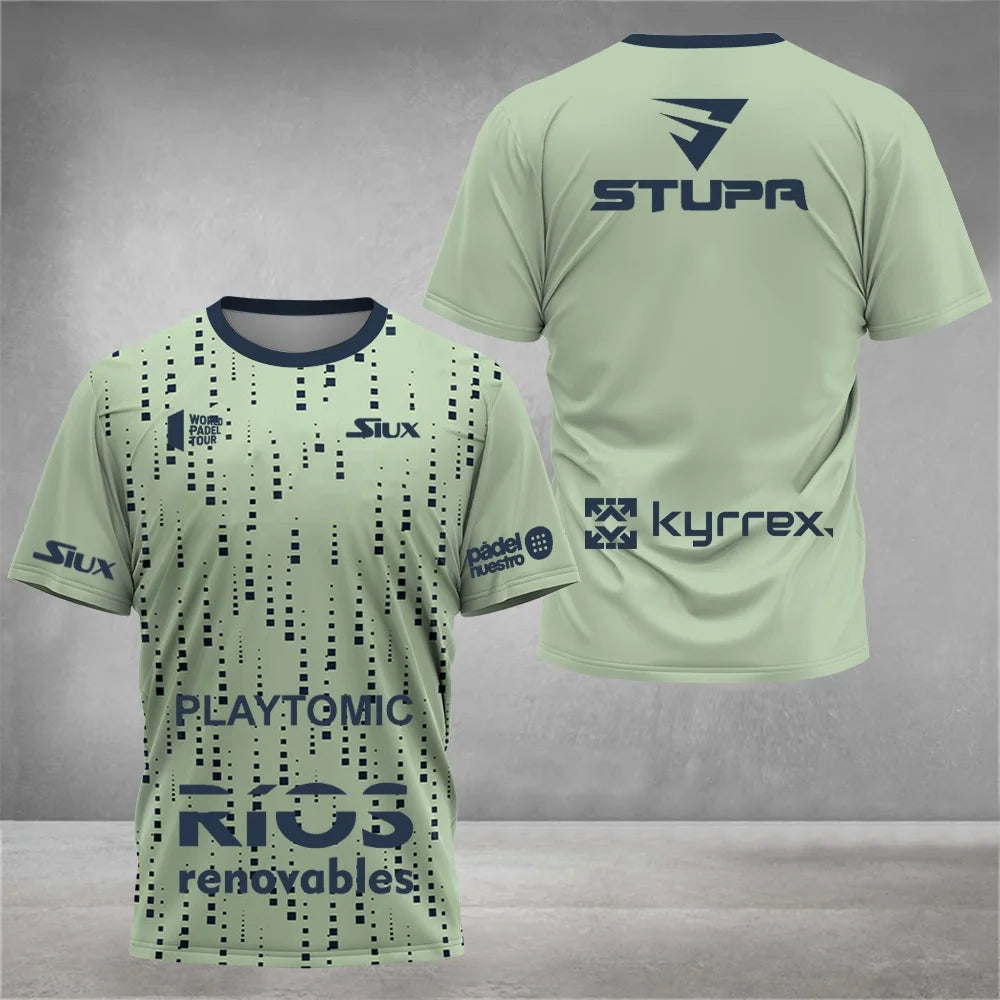 Professional Padel Sports Short-sleeve T-shirt Breathable Quick-dry Fabric Team Print for Training & Matches