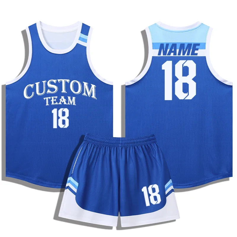 Quick Dry Boys Men Basketball Jersey Set Child Shirts and Shorts set Male Sports Clothing Custom Sleeveless Basketball Kit A069