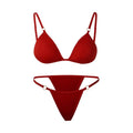 Vacation Woman Girl Solid Color Metal Buckle Sling Backless Split Swimwear Bikini Set Two Piece Swimsuit