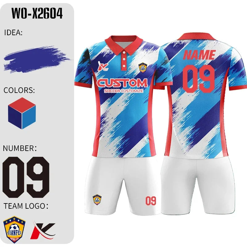 Custom Sublimation Football Jersey Sets Breathable Football Uniform Team Soccer Jersey Set Training Soccer Uniform For Men
