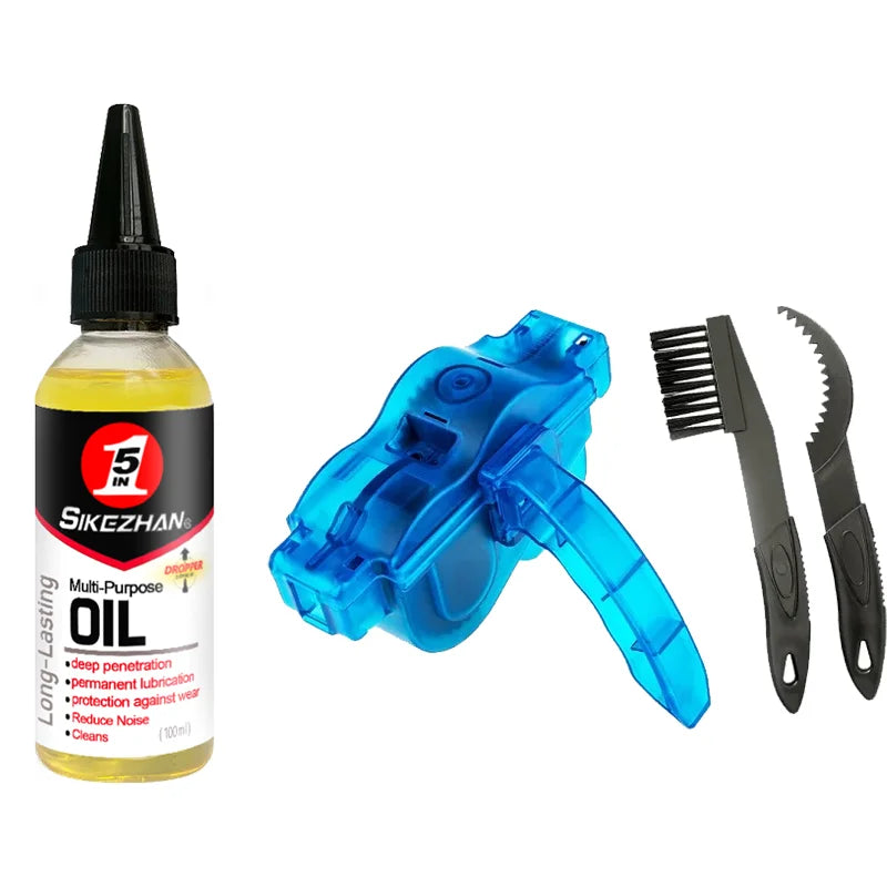 Kit de limpieza y lubricación de cadena de bicicleta, herramienta de limpieza portátil para el mantenimiento de la cadena de bicicleta.