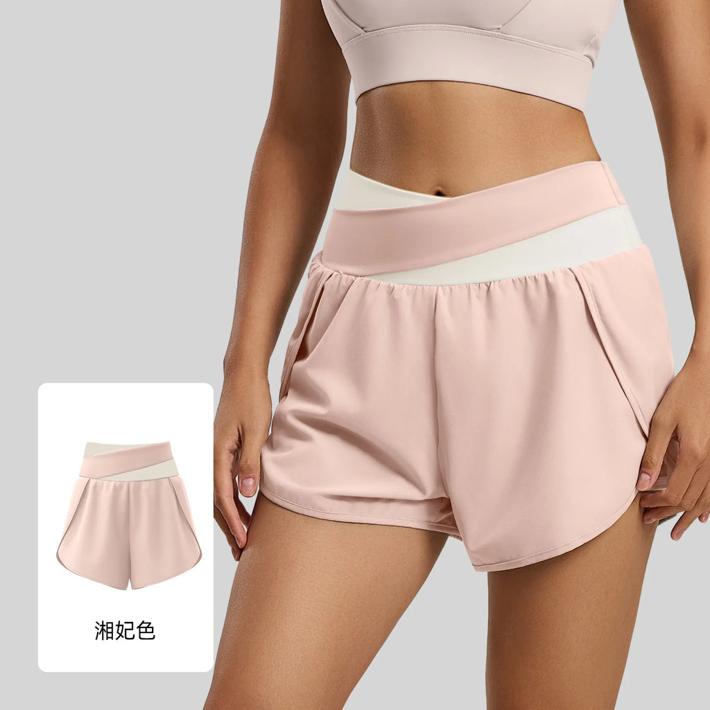 Breathable High Waist Yoga Tennis Shorts with Pocket Women's Lightweight Quick-dry Elestic Golf Athletic Fitness Running Shorts