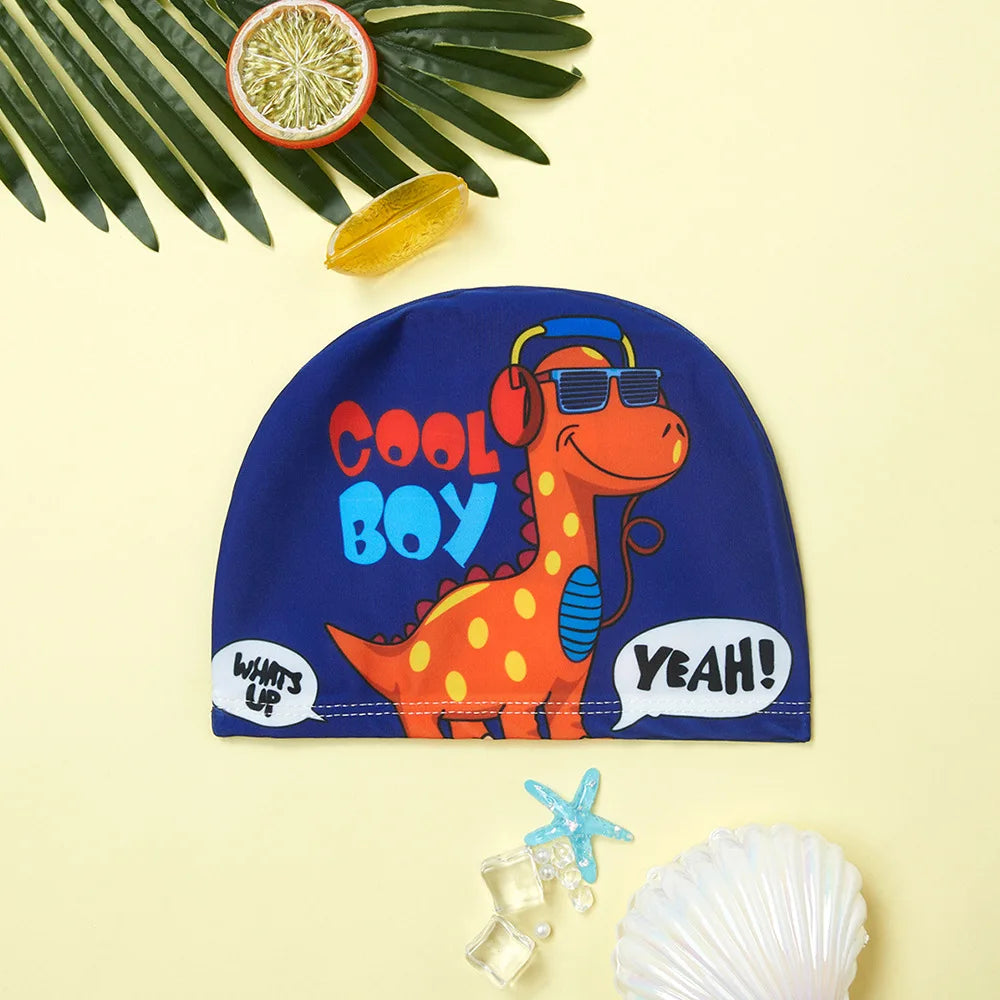 Children Cartoon Swimming Cap Kids Elastic Fabric Swiming Pool Water Sport Protect Ears Hat Swim Bathing Hats Caps Boys Girls