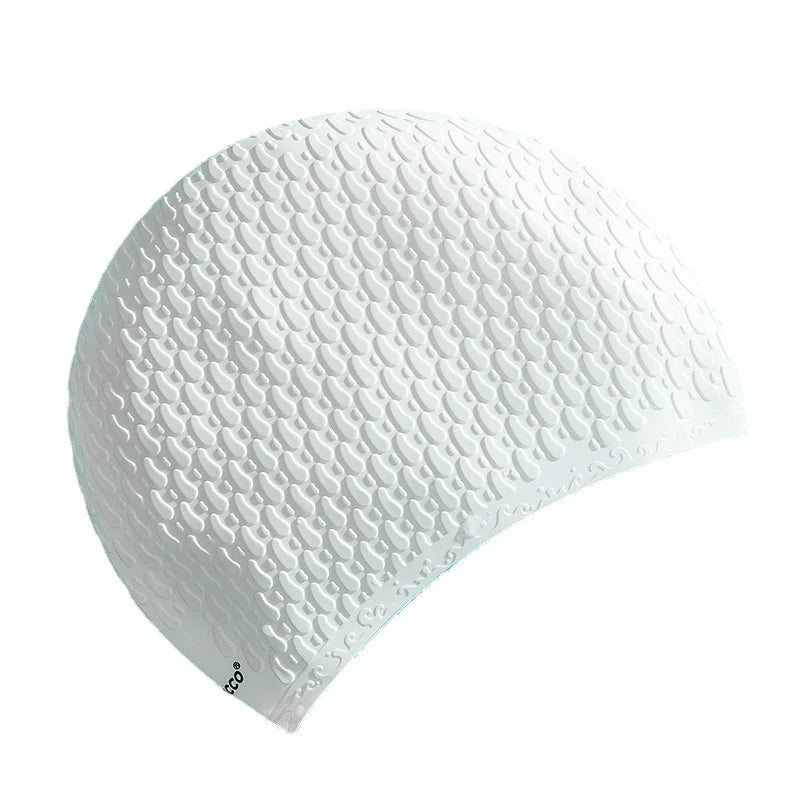 Silicone Swimming Cap for Adults Men Women Waterproof Extra Large Bubble Diving Cap Ear Protecting Waterdrop Swim Cap