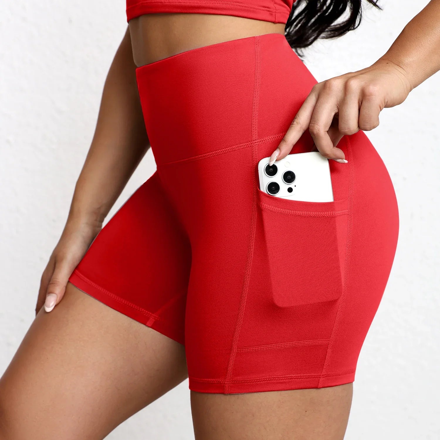 Yoga Shorts with Pockets High Waist Butt Lifting Cyclings Tights Outdoor Workout Jogging Shorts Sportswear Gym Running Short