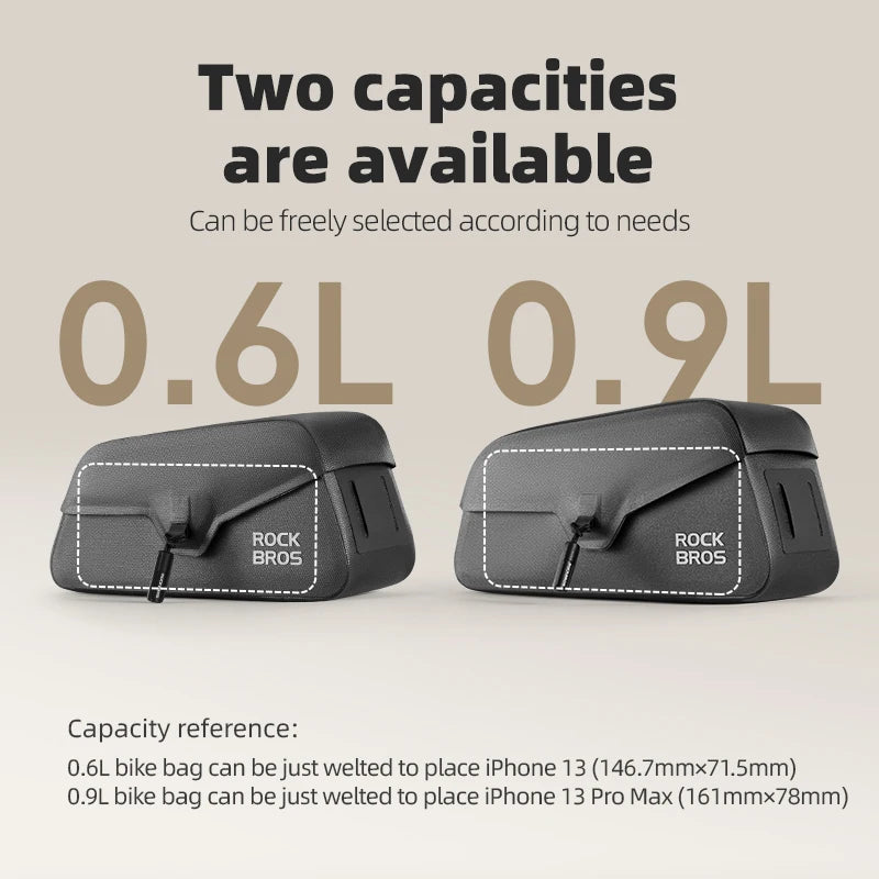 Bolsa Magnética para Bicicleta ROCKBROS – Impermeable 0.6L/0.9L para MTB y Carretera