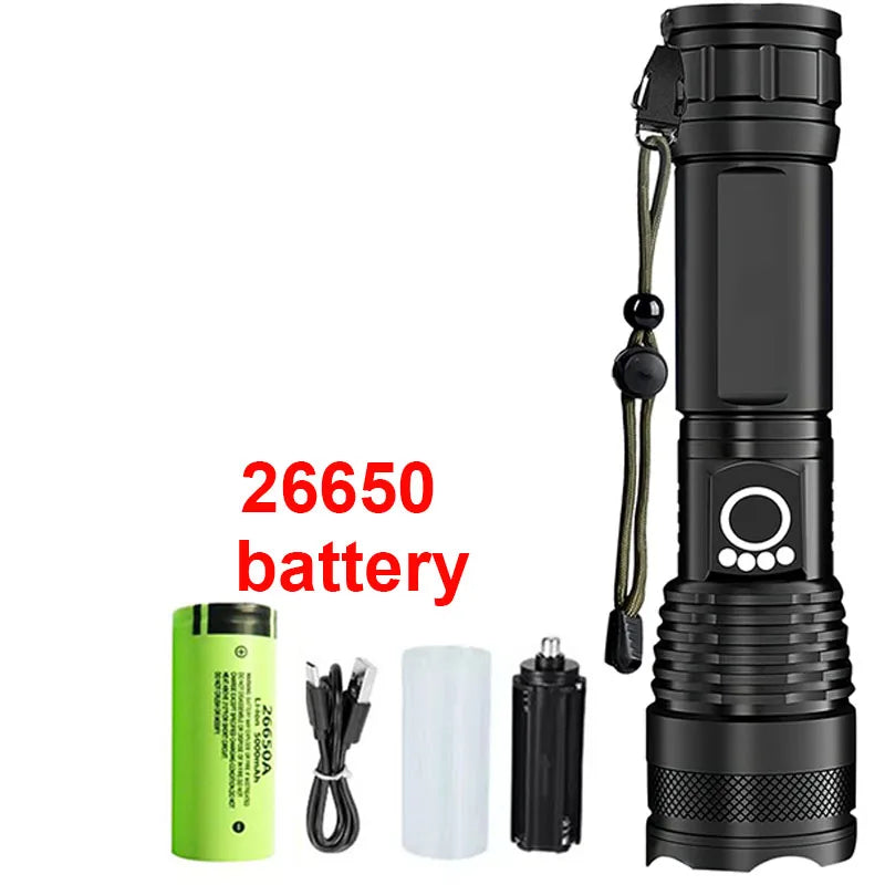 Linterna LED Recargable de Largo Alcance con Zoom Ajustable