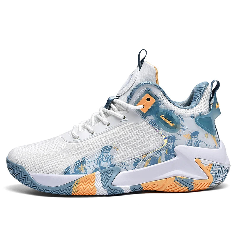 Men Basketball Shoes Mesh Breathable Comfort Anti Slip Wear-resistant Flat Cushioning Sneakers Field Training Basketball Boots