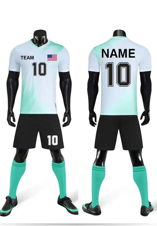 Customized football clothing set, men's short-sleeved training wear, competition team uniform, adult football jersey, quick-dry