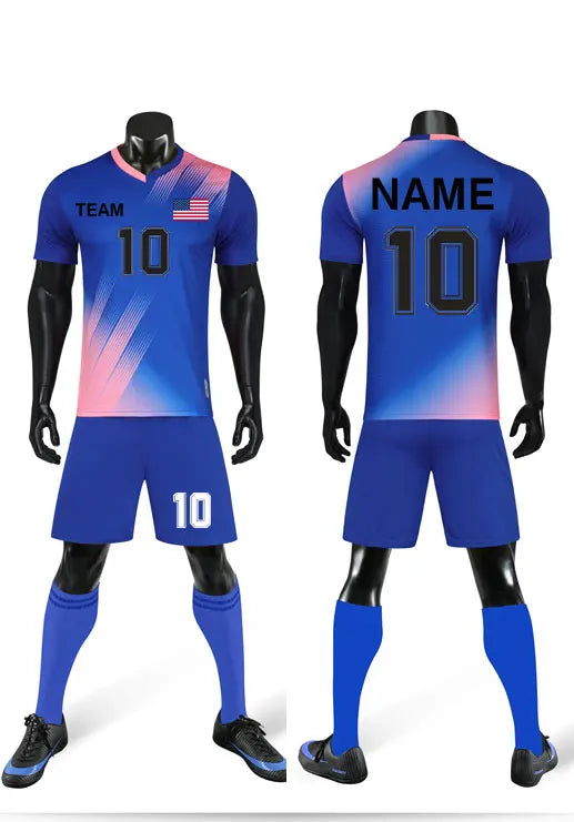Customized football clothing set, men's short-sleeved training wear, competition team uniform, adult football jersey, quick-dry