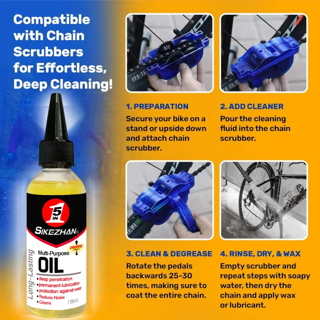Kit de limpieza y lubricación de cadena de bicicleta, herramienta de limpieza portátil para el mantenimiento de la cadena de bicicleta.