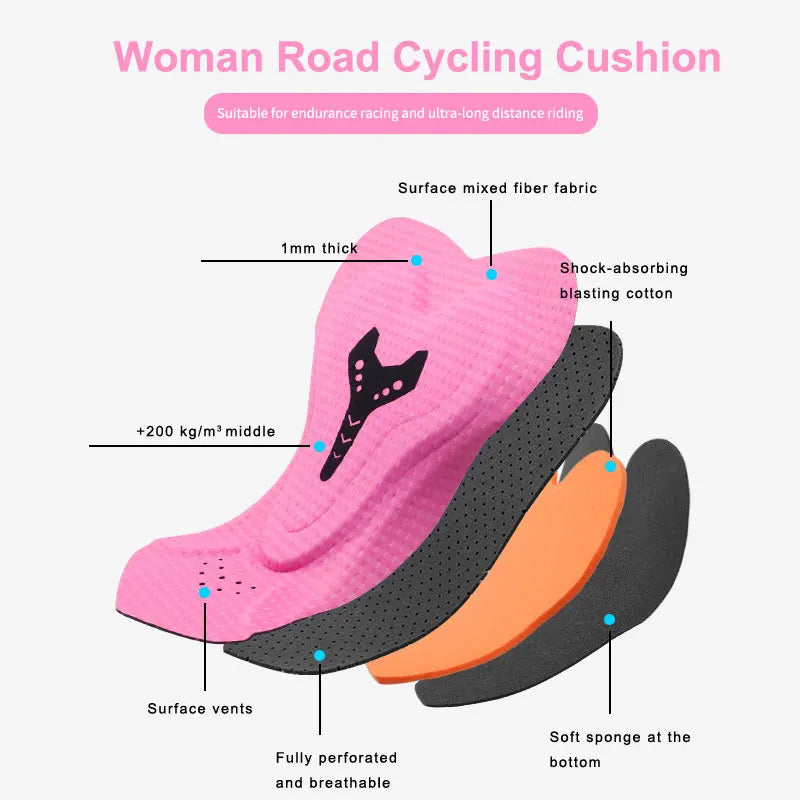 Culotte de ciclismo X-TIGER para mujer, acolchado, para MTB, para rutas de hasta 6 horas, corte ajustado, protección UPF 50+.
