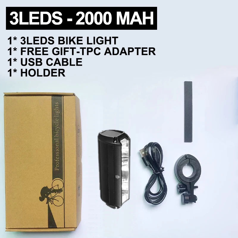 Luz delantera para bicicleta TouCloud, batería externa de 10000 mAh, linterna impermeable con carga USB, accesorios para ciclismo de montaña y carretera.