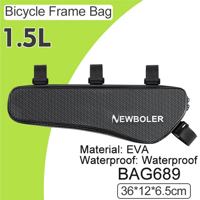 NEWBOLER 1.5L Large Capacity Bicycle Triangle Bag EVA Hard Shell Bicycle Frame Front Tube Bag Waterproof Bicycle Bag Accessories