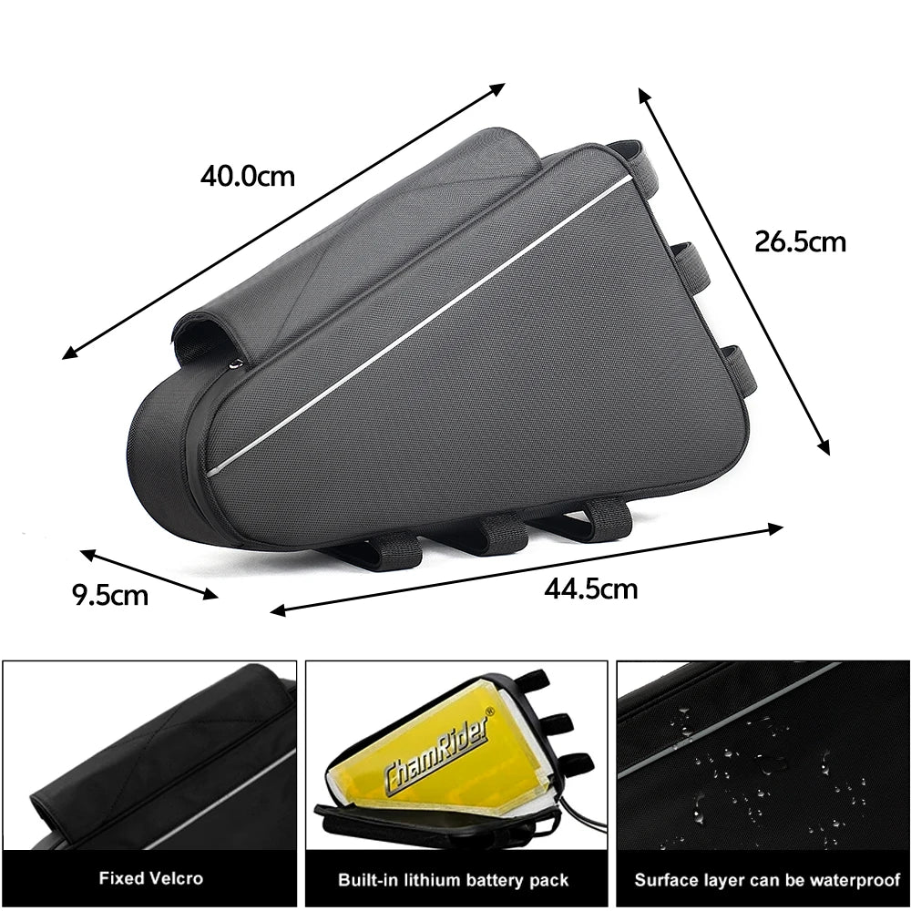 36V 48V 60V 72V E-BIKE Electric Bicycle Triangle Battery Bag Black Bicycle Frame Triangle Bags Max load 126 cells