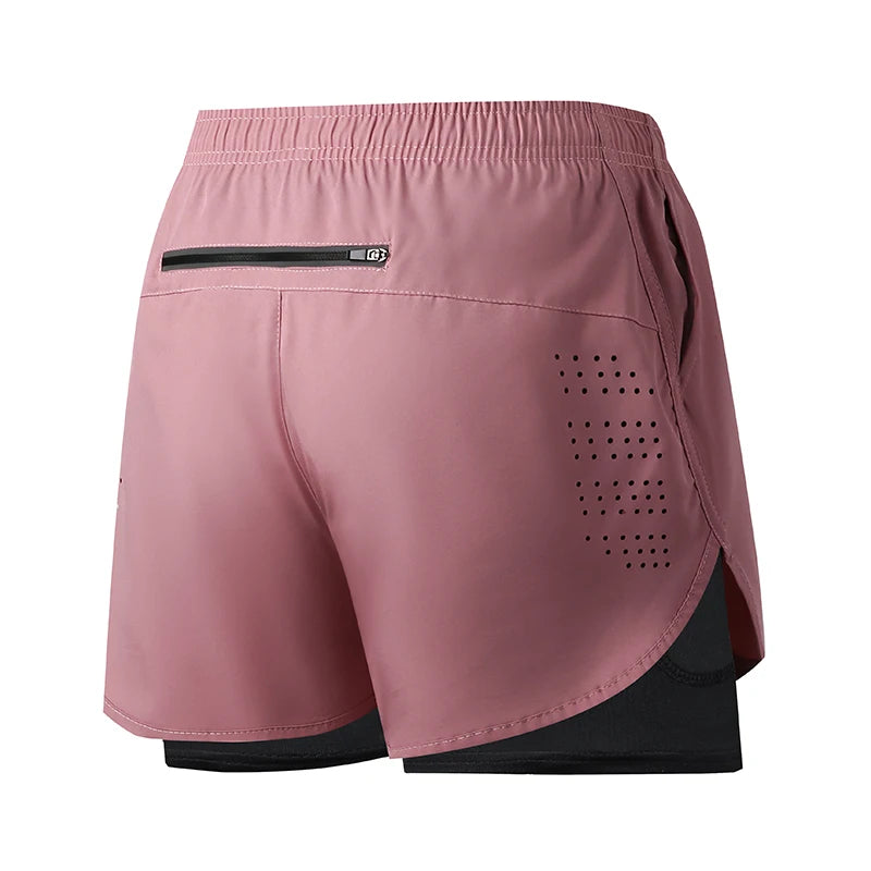 Pantalones Cortos Running Hombre — Doble Capa, Secado Rápido, Negro