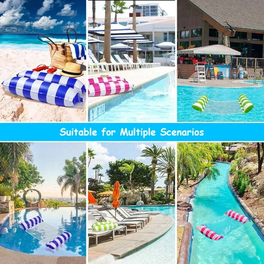 1pc Inflatable Foldable Floating Row Swimming Pool Party Water Hammock Air Mattresses Pvc Stripe Water Floating Inflatable Mat