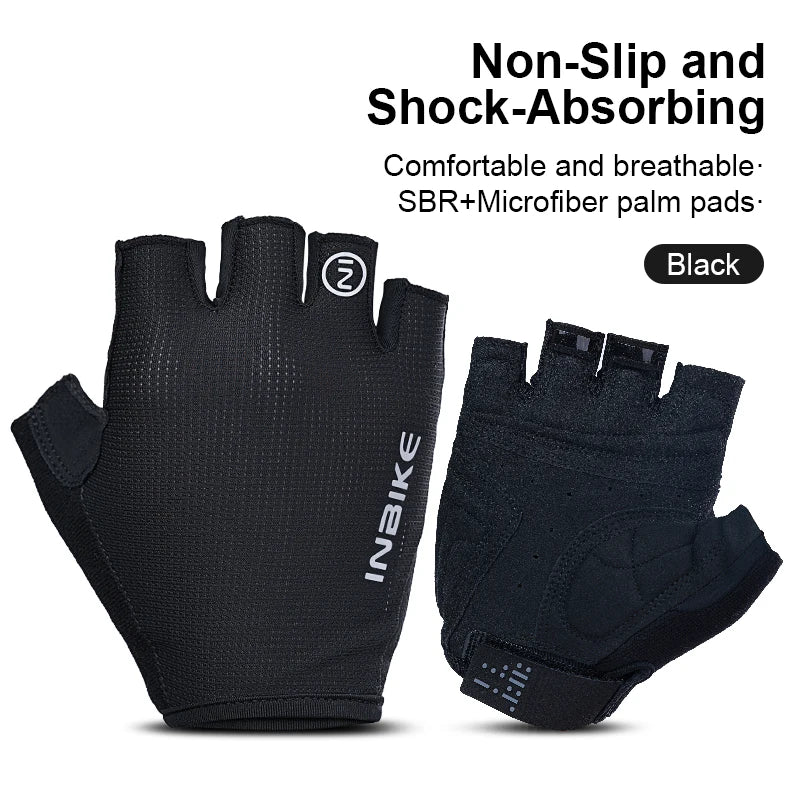 Guantes de Ciclismo INBIKE Verano – Medio Dedo Transpirables y Antideslizantes
