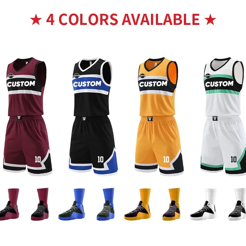 Print Men's Basketball Jersey Suit Personalized Custom Quick Dry Youth Professional Training Basketball Uniform Clothing YW-S010