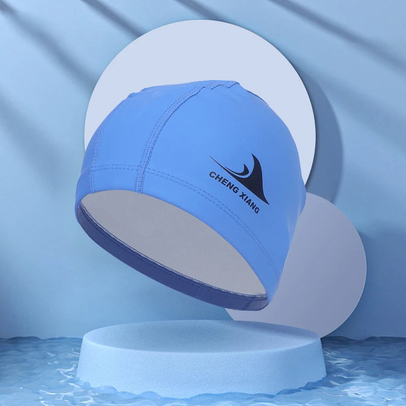 Waterproof Fabric Protect Ears Long Hair Sports Swim Pool Hat Shark High Elasticity Flexible Durable Swimming Cap For Men Women