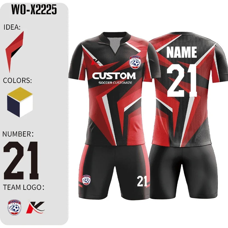 Custom Sublimation Football Jersey Sets Breathable Football Uniform Team Soccer Jersey Set Training Soccer Uniform For Men