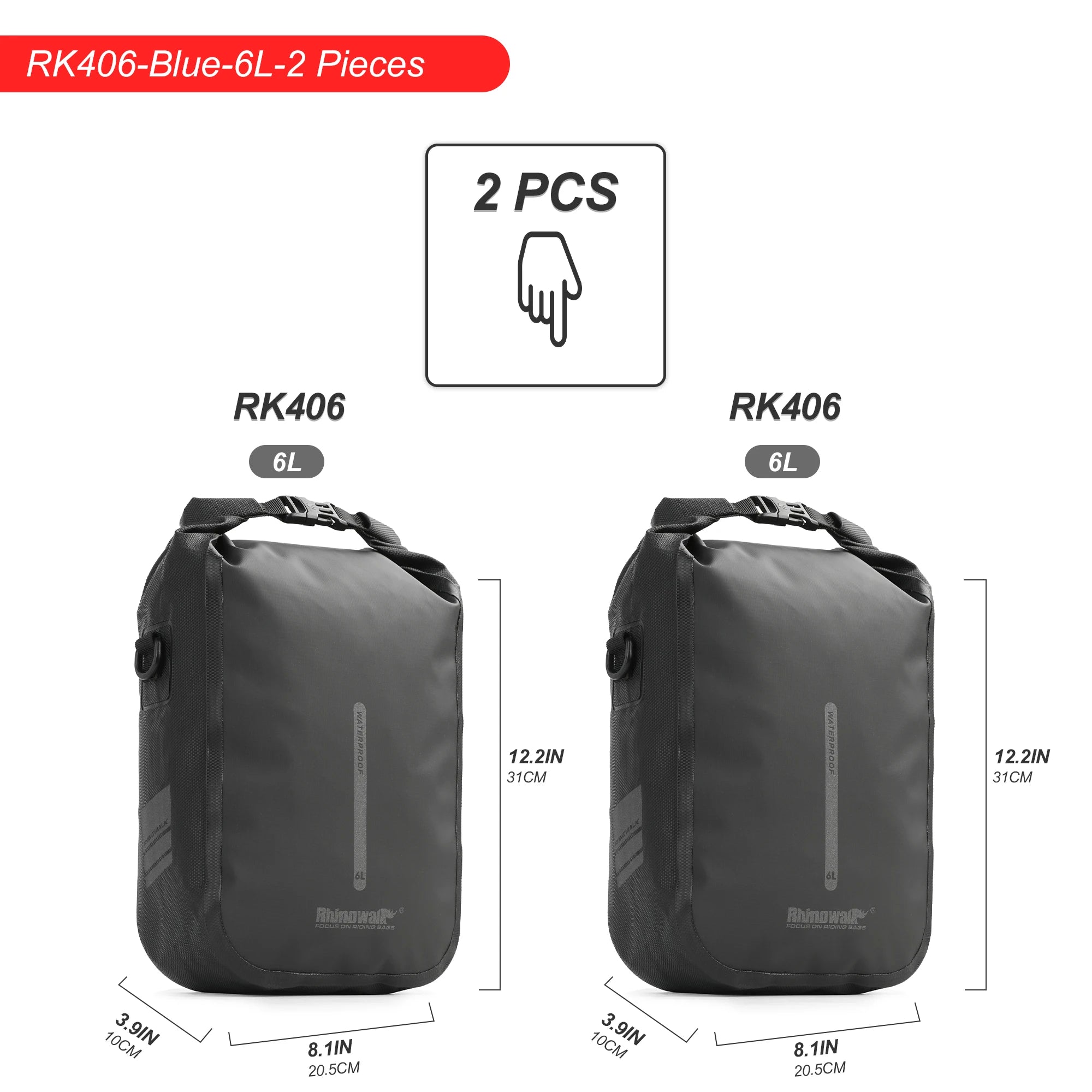 Rhinowalk Bike Quick Release Front Fork Bag 2 PCS  4L/6L Waterproof Cycling Electric Scooter Vehicle Bag Storage Accessory
