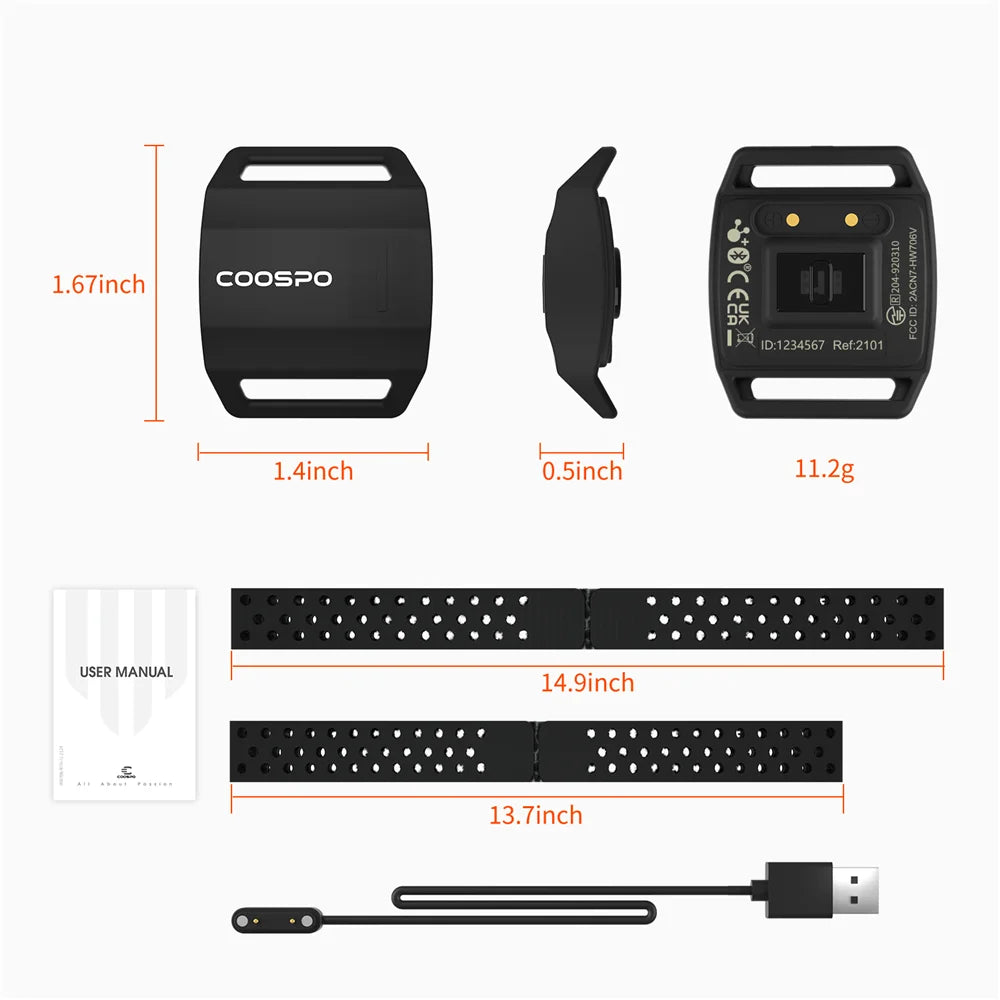 Sensor de Frecuencia Cardíaca COOSPO HW706 – Óptico con Bluetooth y ANT+