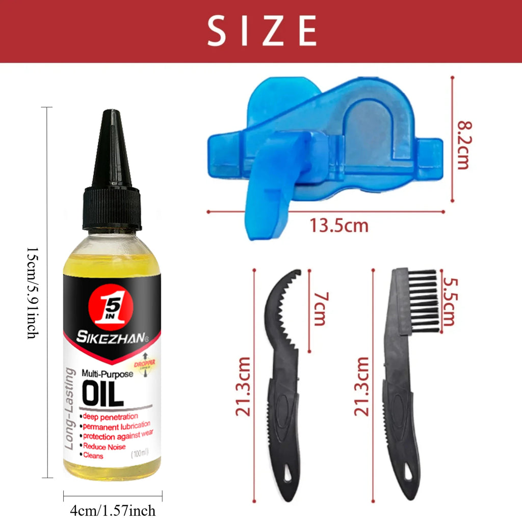 Kit de limpieza y lubricación de cadena de bicicleta, herramienta de limpieza portátil para el mantenimiento de la cadena de bicicleta.