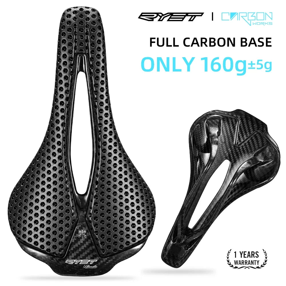 Sillín de bicicleta RYET impreso en 3D, 120 g, cojín de carbono, asiento de bicicleta superligero para MTB, gravel y bicicleta de carretera. Accesorios de ciclismo.
