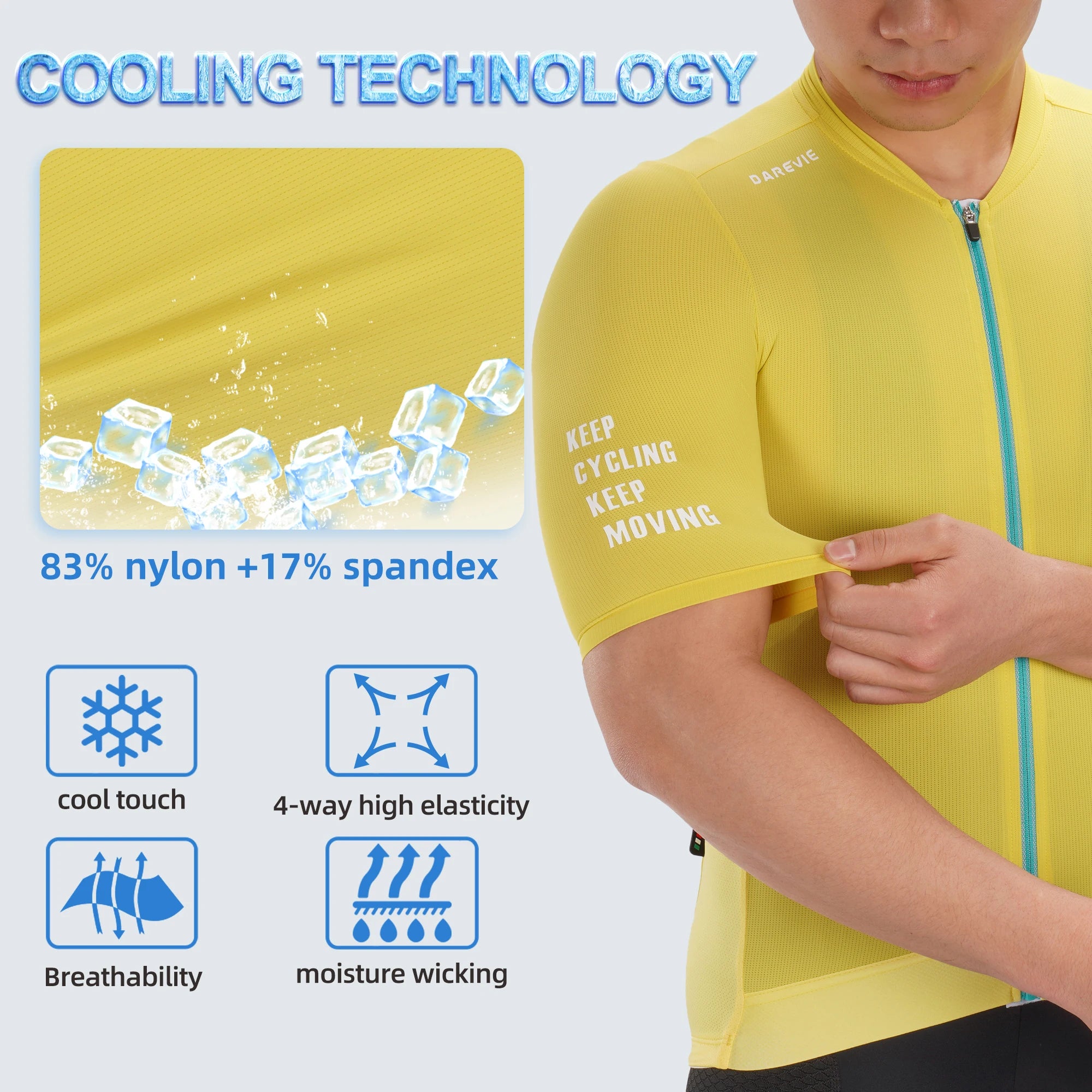 DAREVIE Man Cycling Maillot Cool Technology Cycling Jersey Man Women Breathable Quick Dry Cycling Clothes for Men Small Size