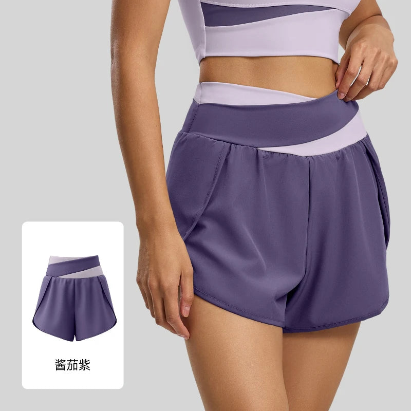 Breathable High Waist Yoga Tennis Shorts with Pocket Women's Lightweight Quick-dry Elestic Golf Athletic Fitness Running Shorts
