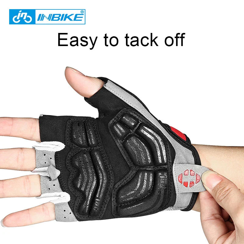 Guantes de Ciclismo INBIKE Medio Dedo – GEL Antishock para MTB y Carretera
