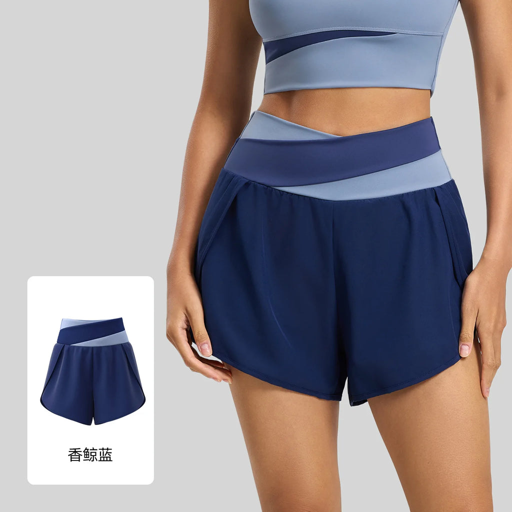 Breathable High Waist Yoga Tennis Shorts with Pocket Women's Lightweight Quick-dry Elestic Golf Athletic Fitness Running Shorts