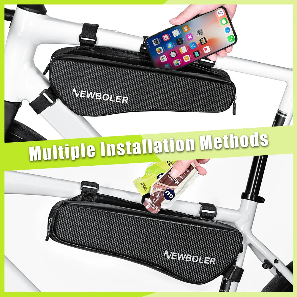 NEWBOLER 1.5L Large Capacity Bicycle Triangle Bag EVA Hard Shell Bicycle Frame Front Tube Bag Waterproof Bicycle Bag Accessories