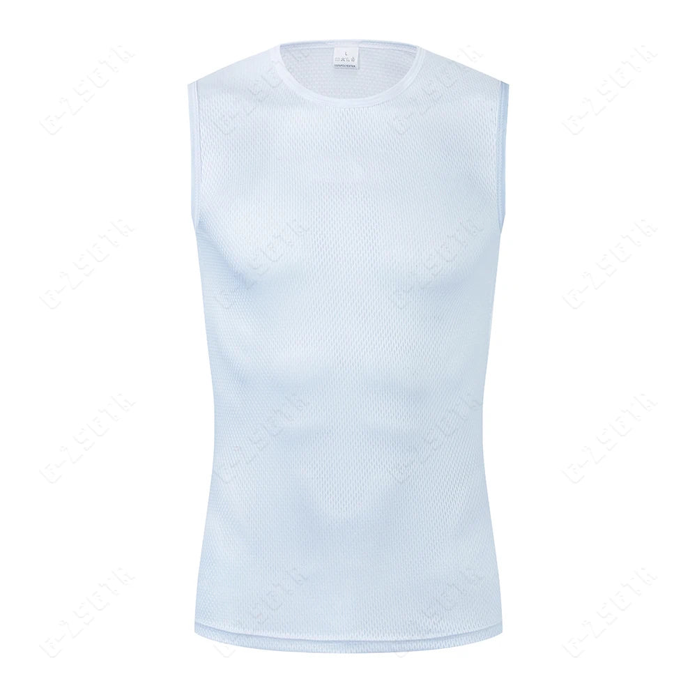 Camiseta interior reflectante blanca para ciclismo, maillot dPortivo para hombre, camiseta interior de secado rápido y elástica para ciclismo de carretera.