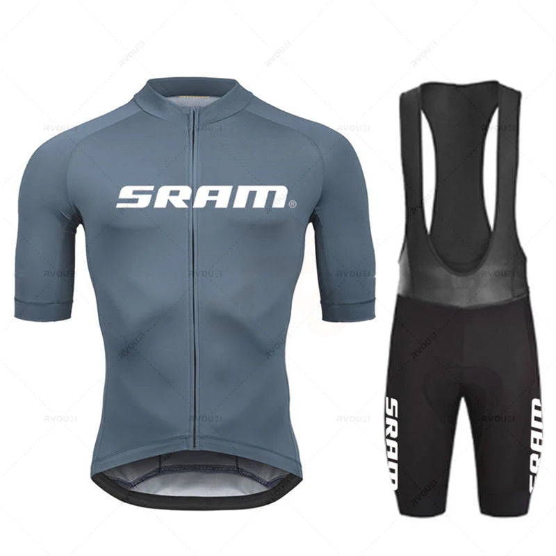 Conjunto de maillot de ciclismo Sram 2023, manga corta, transpirable, para hombre, para verano, MTB, MTB, ropa de ciclismo, uniforme