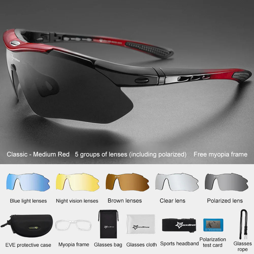 Gafas de ciclismo polarizadas ROCKBROS para hombre y mujer, ideales para ciclismo de montaña, carretera, senderismo y deportes al aire libre. Lentes de 5 pulgadas.