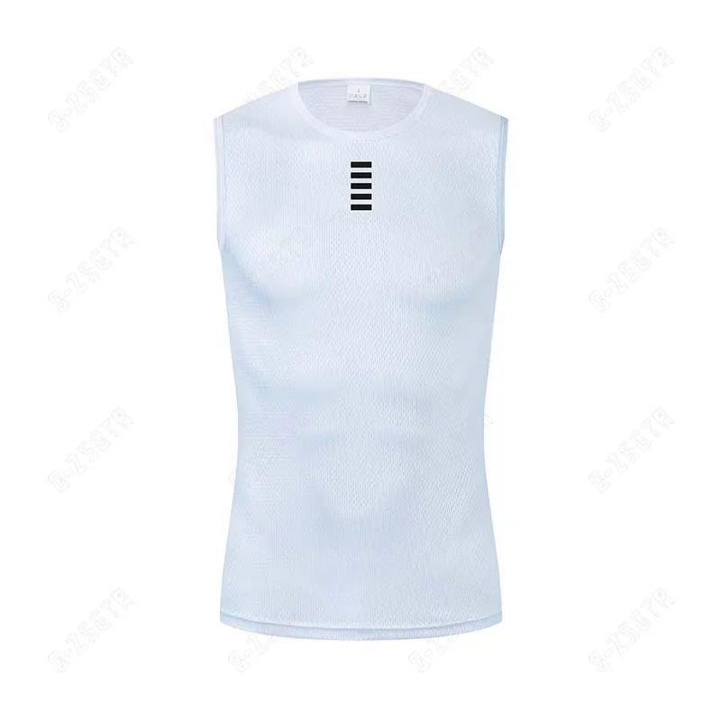 Camiseta interior reflectante blanca para ciclismo, maillot dPortivo para hombre, camiseta interior de secado rápido y elástica para ciclismo de carretera.