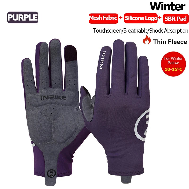 Guantes de Ciclismo INBIKE Invierno – Dedo Completo con Pantalla Táctil y Gel