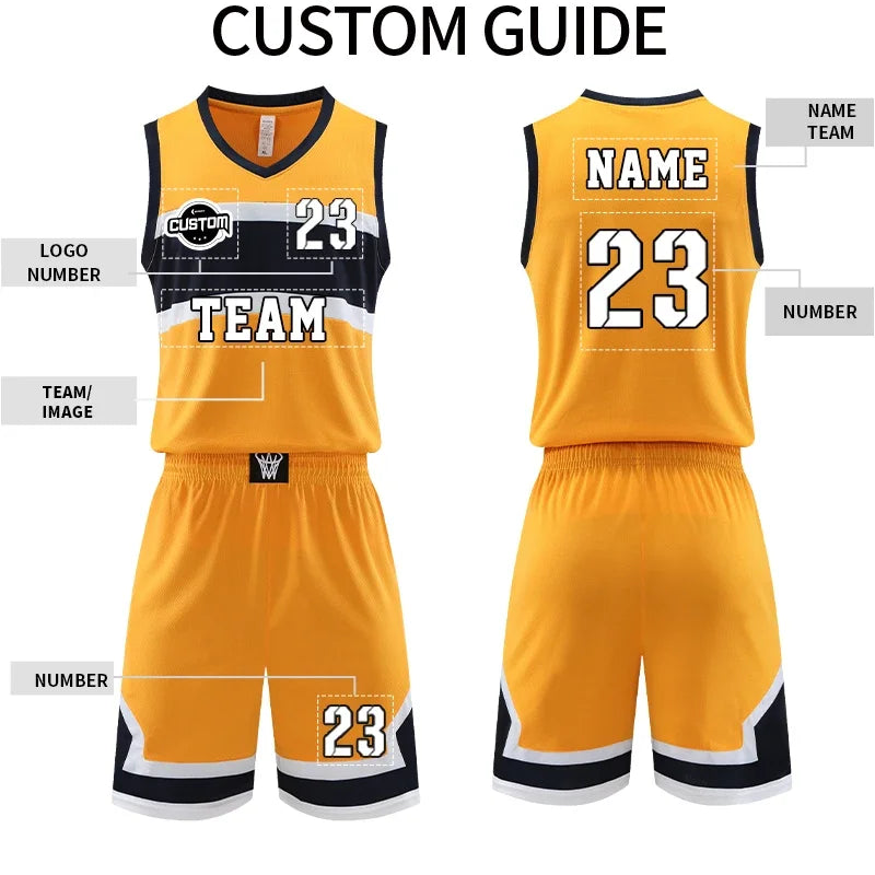 Print Men's Basketball Jersey Suit Personalized Custom Quick Dry Youth Professional Training Basketball Uniform Clothing YW-S010