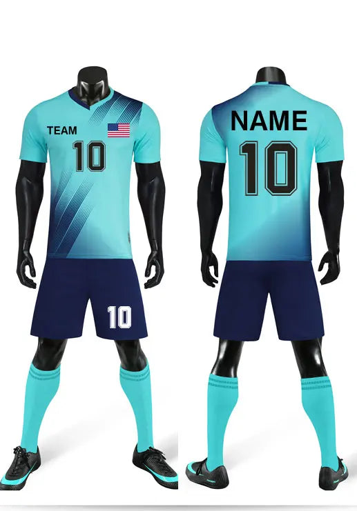 Customized football clothing set, men's short-sleeved training wear, competition team uniform, adult football jersey, quick-dry