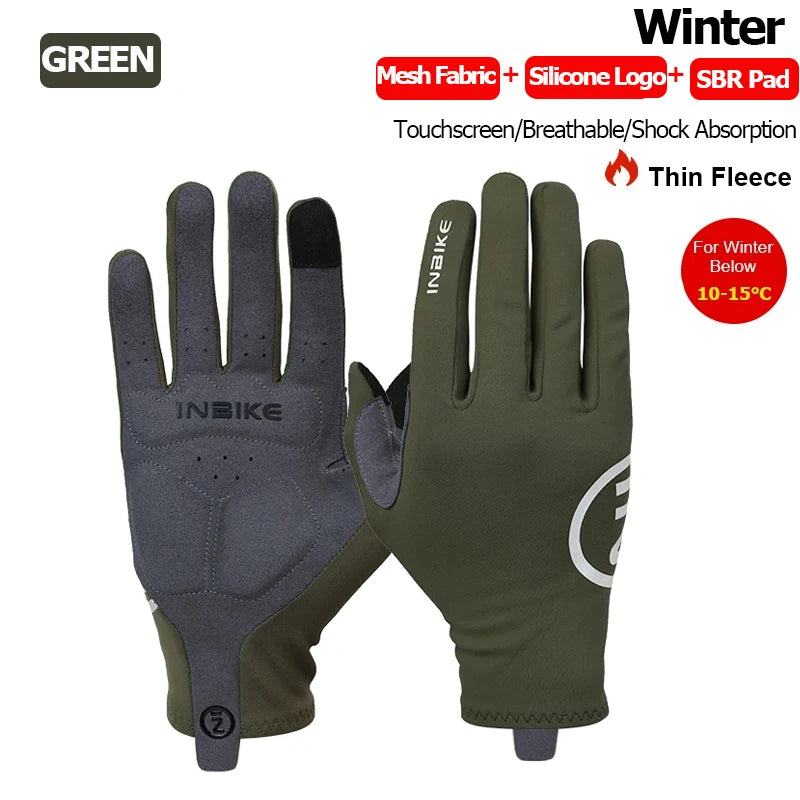 Guantes de Ciclismo INBIKE Invierno – Dedo Completo con Pantalla Táctil y Gel
