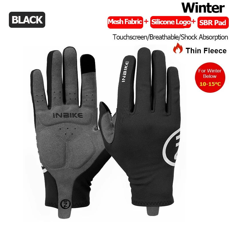 Guantes de Ciclismo INBIKE Invierno – Dedo Completo con Pantalla Táctil y Gel