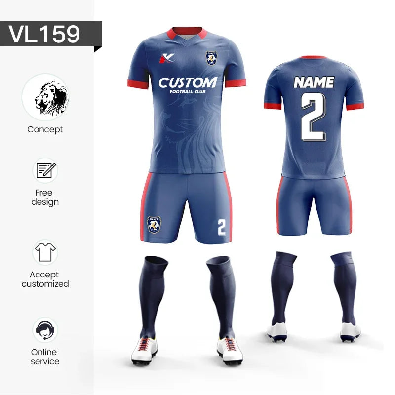 Custom Sublimation Football Jersey Sets Breathable Football Uniform Team Soccer Jersey Set Training Soccer Uniform For Men